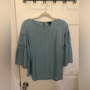 Chambray Denim 3/4 Bell Sleeve Top